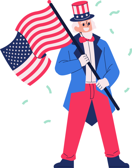Uncle Sam Waving American Flag